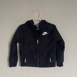 Nike Black Hooded Jacket with White Logo